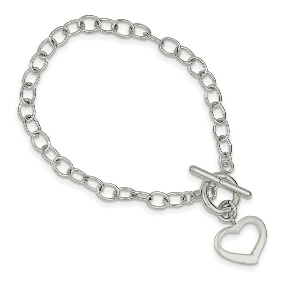 Sterling Silver Open Link Heart Bracelet