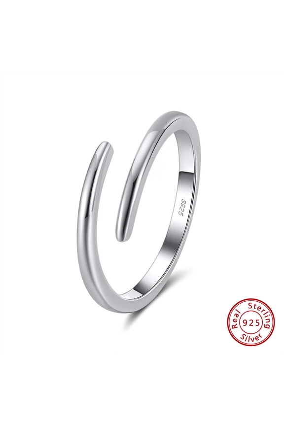 Sterling Silver Open Ring Adjustable Circle Ring in White Gold or Rose Gold Elegant Minimalist Jewelry Gift for Women