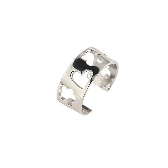 Sterling Silver Open Star Heart and Flower adjustable ring.