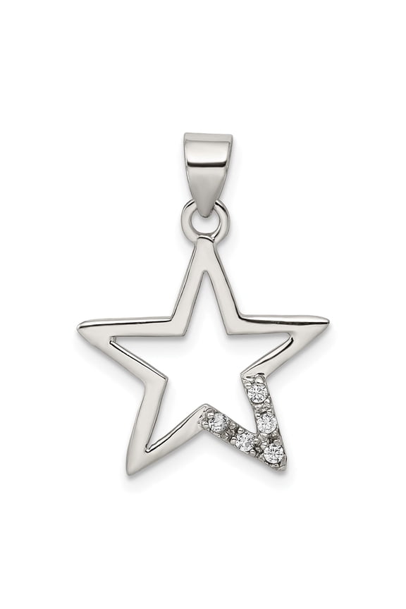 Sterling Silver Open Star Pendant Necklace for Women with Cubic Zirconia, Minimalist Celestial Jewelry Symbolizing Hope, Inspiration, and Achievement, Modern Fashion Accessory