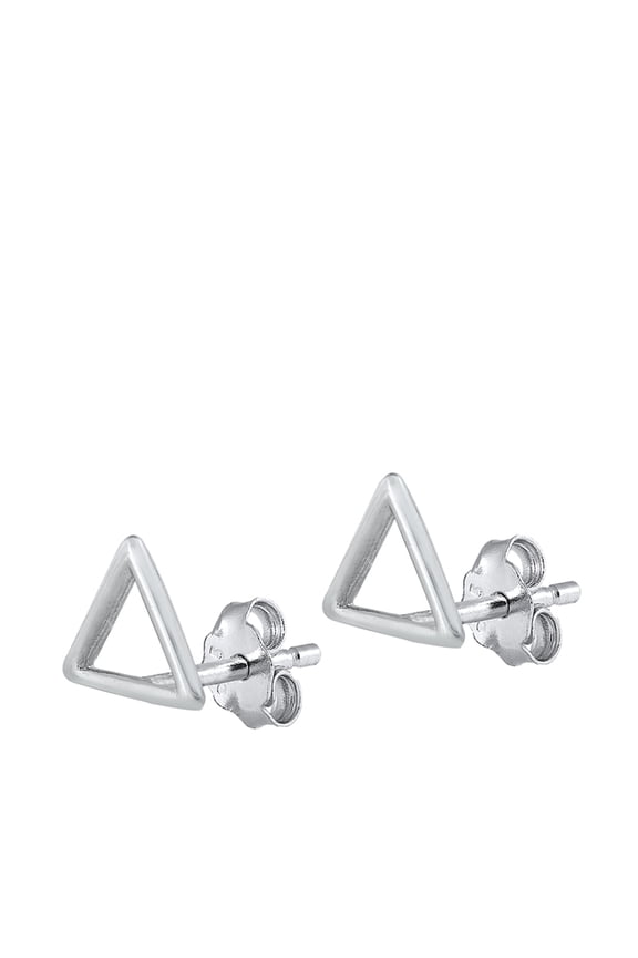 Sterling Silver Open Triangle Geometric Modern Outline Earrings 925 New Jewelry Female Unisex