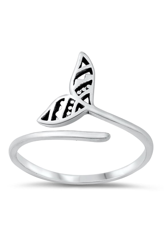Sterling Silver Open Whale Tail Ring Size 10