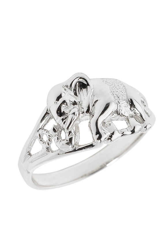 Sterling Silver Openwork Elephant Ring - Size 7.5