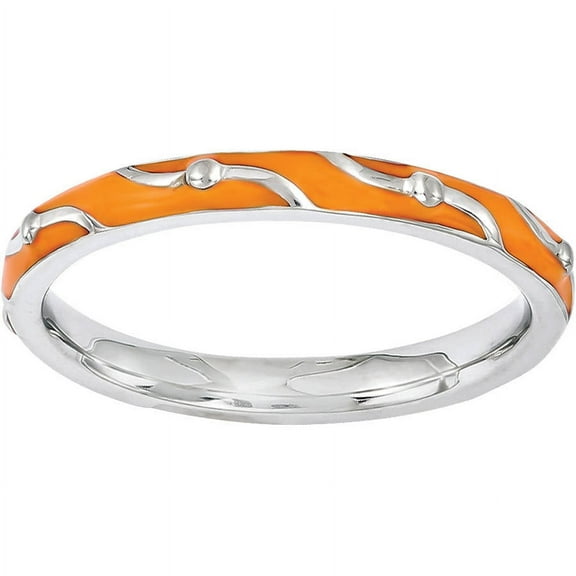 Sterling Silver Orange Enamel Ring