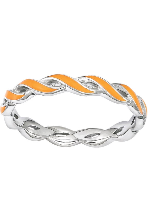 Sterling Silver Orange Enamel Ring