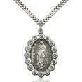 thumbnail image 1 of Sterling Silver Our Lady of Guadalupe Pendant 1 1/4 x 7/8 inches with Heavy Curb Chain, 1 of 1