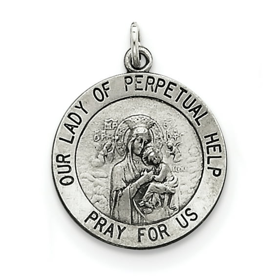Sterling Silver Our Lady of Perpetual Help Round Medal