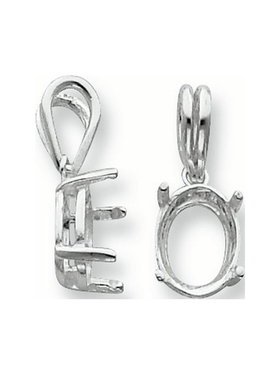 Sterling Silver Oval 4-Prong 6 x 4mm Loose Bail Pendant Setting
