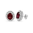 thumbnail image 1 of Sterling Silver Oval Created Ruby And White Topaz Stud Earrings, 1 of 4