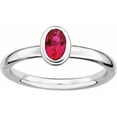 thumbnail image 1 of Sterling Silver Oval Created Ruby Ring, 1 of 10