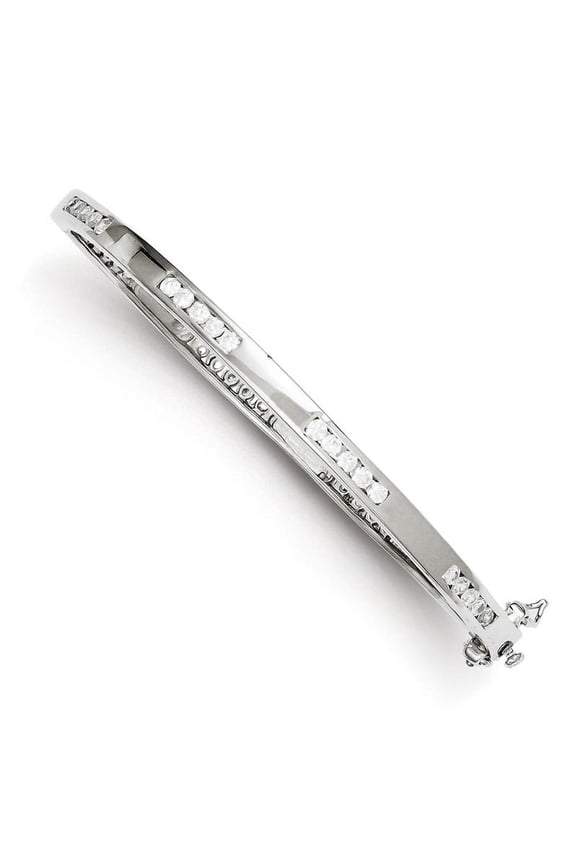 FJC Finejewelers Sterling Silver Oval Cubic Zirconia Hinged Bangle