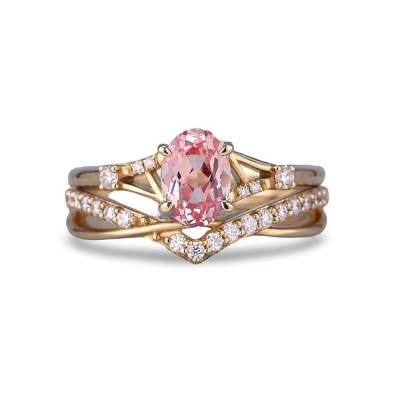 Sterling Silver Oval Cut Pink Sapphire Gemstone Ring For Women