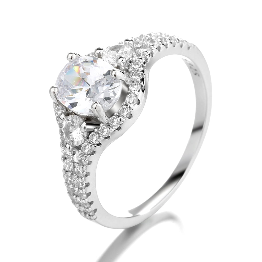 Sterling Silver Oval-Cut Ring With Crystals from Swarovski - Walmart.com