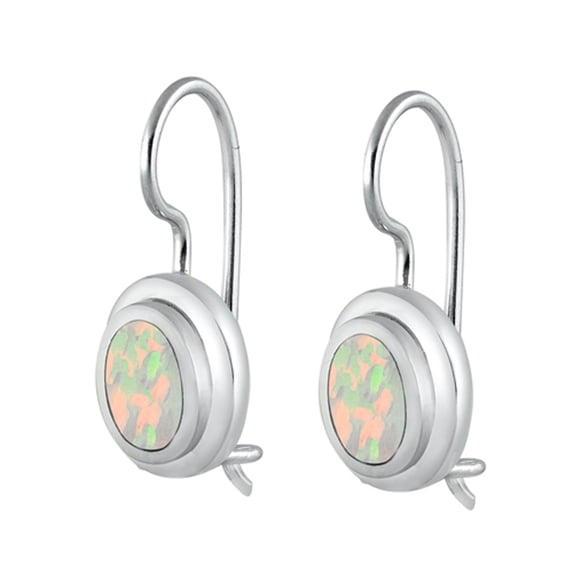 Sterling Silver Oval Dangle Modern Earrings White Simulated Opal 925 Jewelry Female Unisex