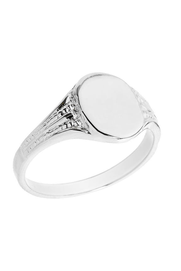 Sterling Silver Oval Engravable Signet Ring- Size 6.5