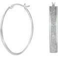thumbnail image 1 of Sterling Silver Oval Glitter Hoop Earring with Hinged Closure. This item is Rhodium Plated., 1 of 3