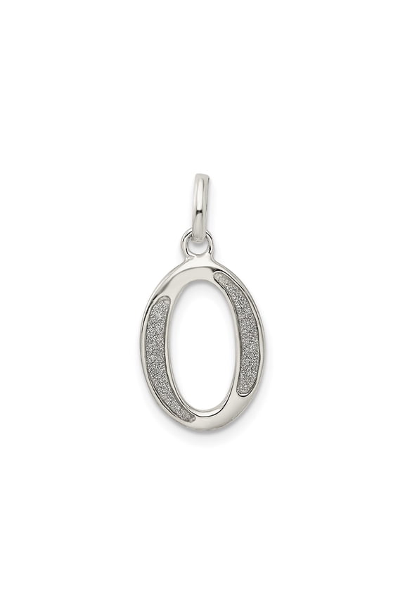 Sterling Silver Oval Initial O Pendant Charm for Women, Polished and Textured Minimalist Jewelry for Necklace or Bracelet, Monogram Accessory for Layering and Personal Style