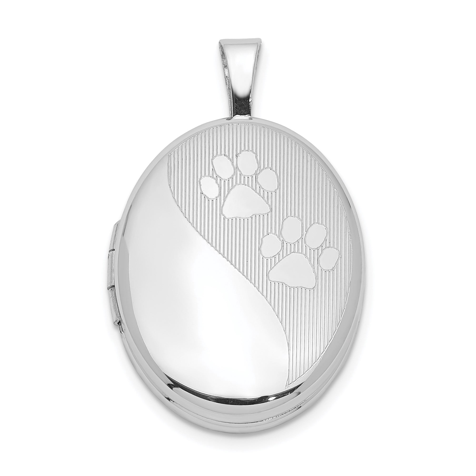 925 Sterling Silver Paw Print Locket Pendant Charm, Pet Memorial Photo ...