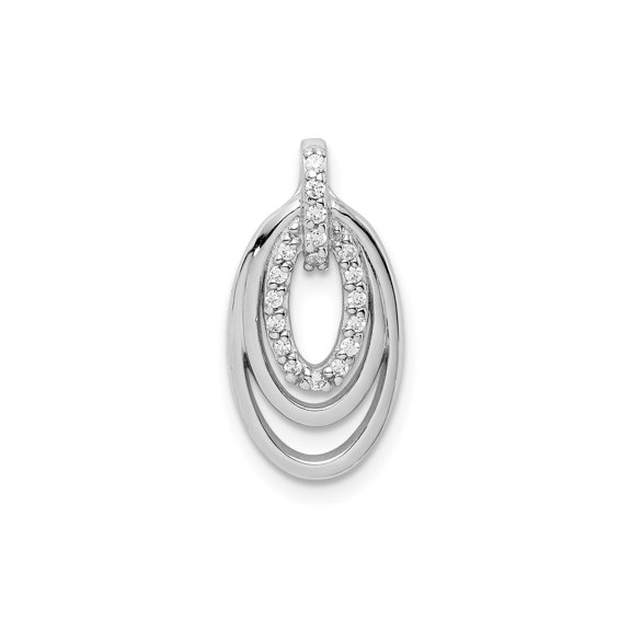 Sterling Silver Oval Pendant Necklace for Women with Interlocking Loops and Cubic Zirconia, Modern Layered Design Symbolizing Unity, Elegant Fashion Jewelry for Everyday or Special Occasions