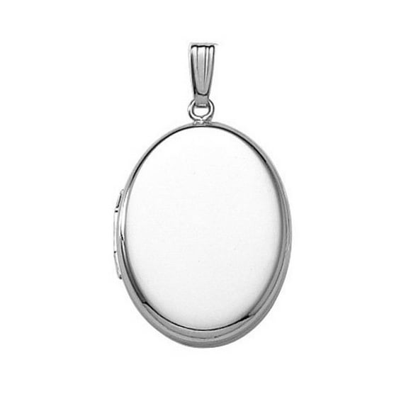 Sterling Silver Oval Plain Picture Locket - 3/4 Inch X 1 Inch Sterling Silver