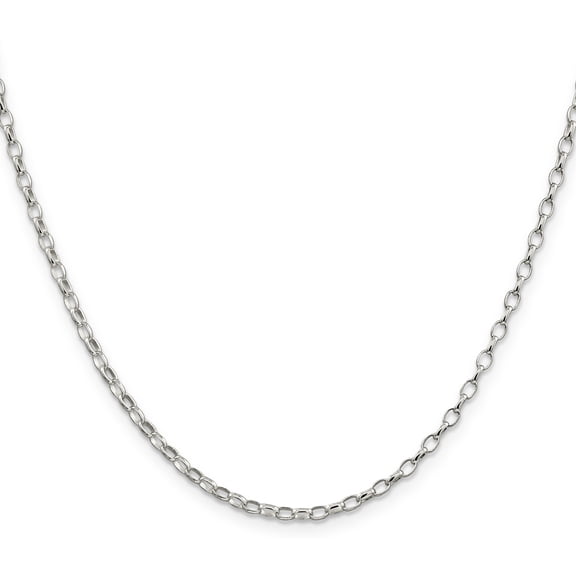 Sterling Silver Oval Rolo Chain 24"