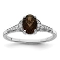 thumbnail image 1 of Sterling Silver Rhodium Oval Smoky Quartz & Diam. Ring QR3091SQ, 1 of 5