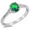 thumbnail image 1 of Sterling Silver Oval Synthetic Emerald CZ Classic Ring Size 6, 1 of 3