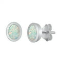 thumbnail image 1 of Sterling Silver Oval Traditional Earrings White Simulated Opal Jewelry Female Unisex, 1 of 3