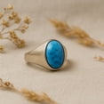 thumbnail image 1 of Sterling Silver Oval Turquoise Signet Ring – Minimalist Men’s Jewelry, Southwestern Style 4.5, 1 of 1