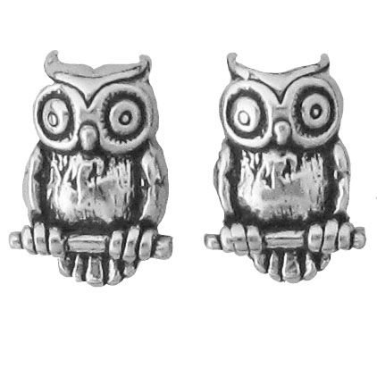 Sterling Silver Owl Earrings with Hypoallergenic Posts and Backs