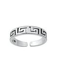 thumbnail image 1 of Sterling Silver Oxidized Aztec Open Cuff Greek Key Toe Midi Ring 925 New Jewelry Female Unisex, 1 of 4