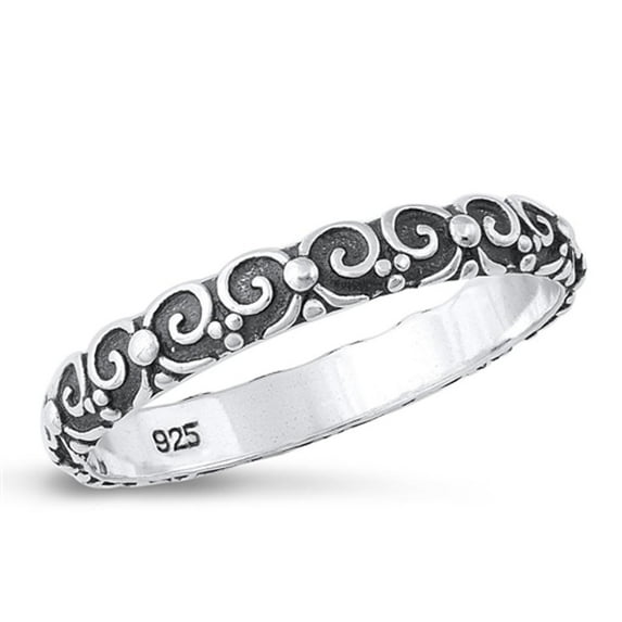 Sterling Silver Oxidized Bali Ring .925 Swirl Band Jewelry Female Male Unisex Size 5