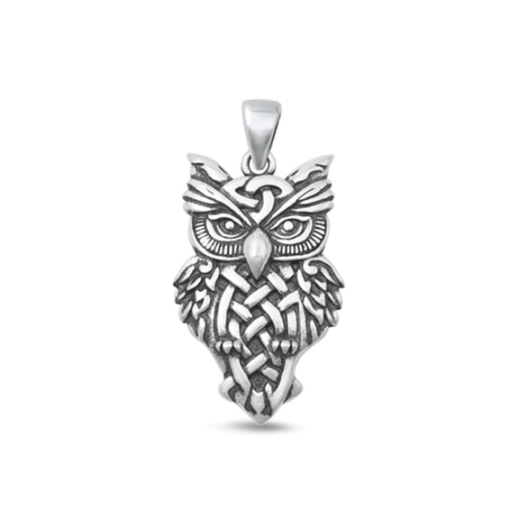 Sterling Silver Oxidized Celtic Owl Animal Charm Pendant .925 New Jewelry Female Unisex