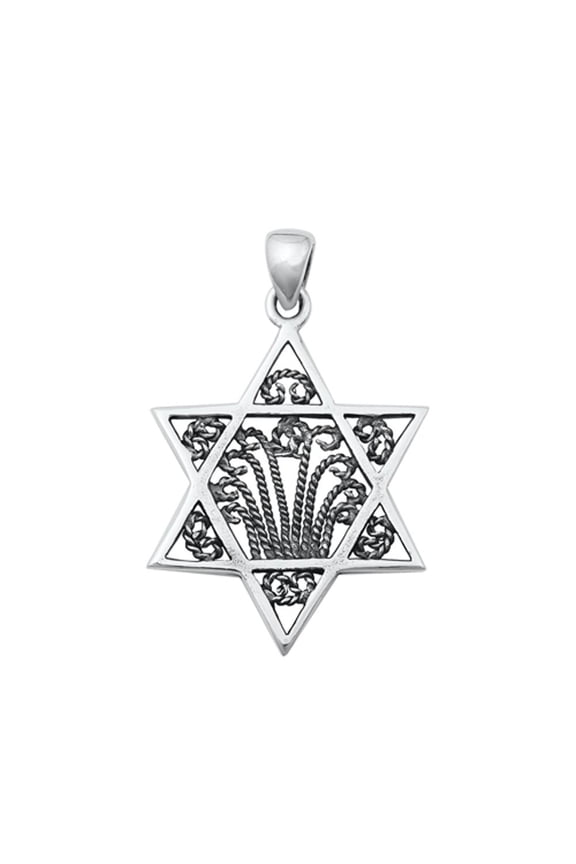 Sterling Silver Oxidized Jewish Star Shield Of David Filigree Pendant .925 New Jewelry Female Unisex