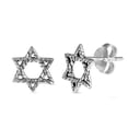 thumbnail image 1 of Sterling Silver Oxidized Jewish Star of David Earrings 925 New Jewelry Female Unisex, 1 of 3