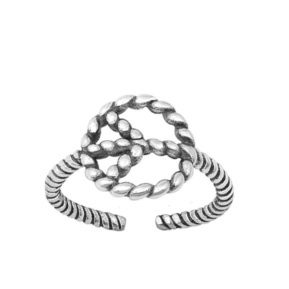 Sterling Silver Oxidized Peace Sign Toe Ring Adjustable Midi Band 925 Jewelry Female Unisex