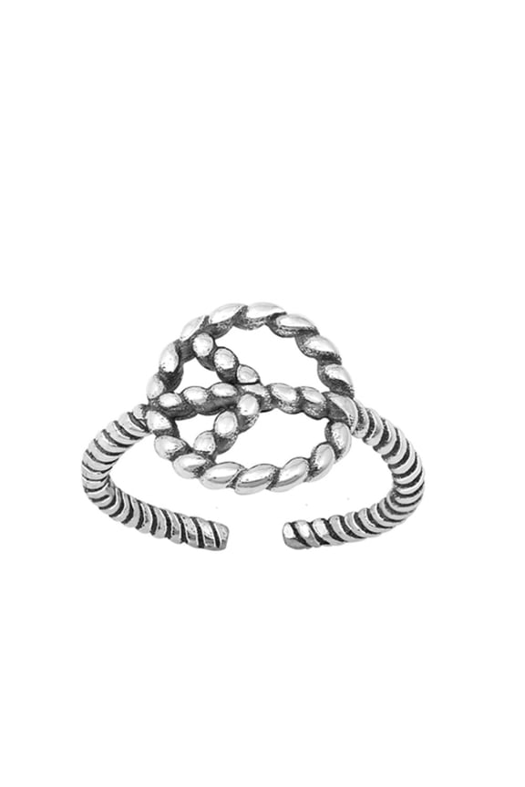 Sterling Silver Oxidized Peace Sign Toe Ring Adjustable Midi Band 925 Jewelry Female Unisex