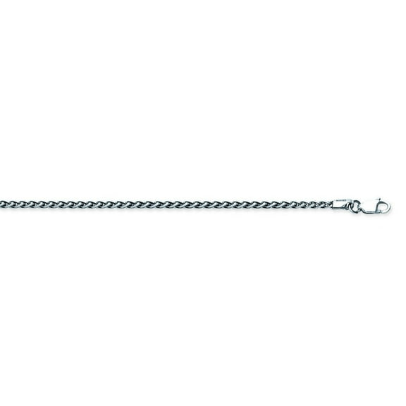 Sterling Silver Oxidized Plated 2.25mm Round Wheat Chain Necklace Lobster Claw Closure - 24 Inch