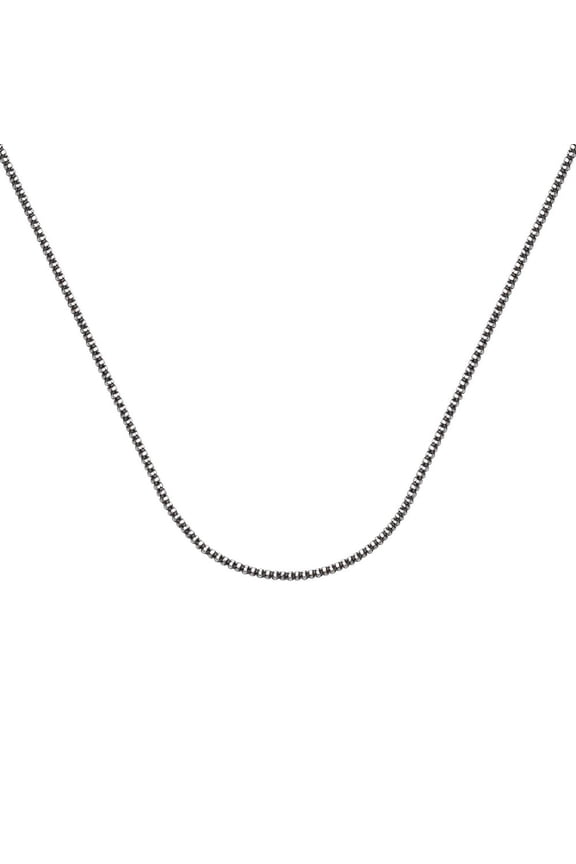Sterling Silver Oxidized Plated 2.3mm Sparkle-Cut Popcorn Chain Necklace Lobster Lock - 16 Inch