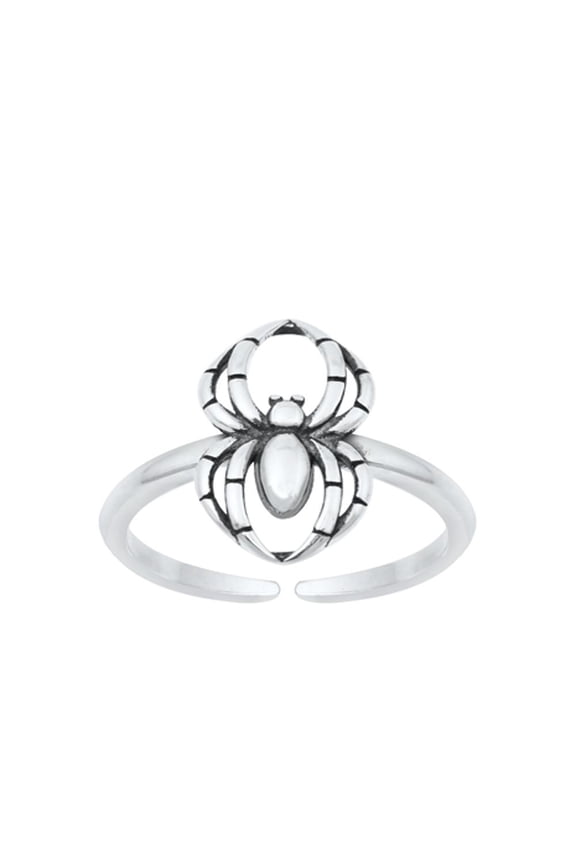 Sterling Silver Oxidized Spider Toe Midi Band Adjustable Ring 925 New Jewelry Female Unisex