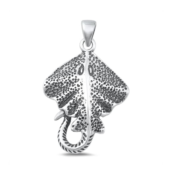 Sterling Silver Oxidized Sting Ray Sea Creature Pendant .925 New Jewelry Female Unisex