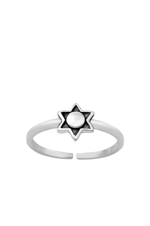 Sterling Silver Oxidized Sun Ring Toe Midi Adjustable Star Band 925 Jewelry Female Unisex