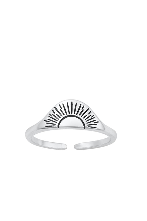 Sterling Silver Oxidized Sunrise Sunset Toe Midi Adjustable Ring .925 Band Jewelry Female Unisex