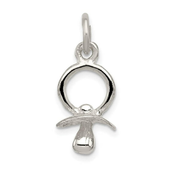925 Sterling Silver Solid Textured Polished Pacifer Charm 20x10mm Wide Pendant Necklace for Women
