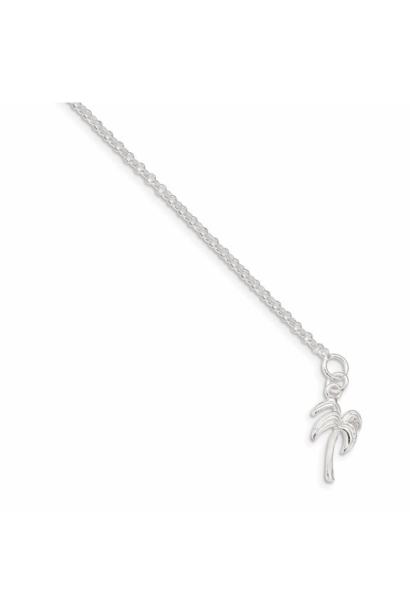 Sterling Silver Palm Tree Anklet