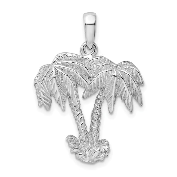 Sterling Silver Palm Tree Pendant Necklace with Textured Tropical Design for Women or Unisex Wear, Beach Charm Symbolizing Relaxation, Island Style, Coastal Nature Jewelry