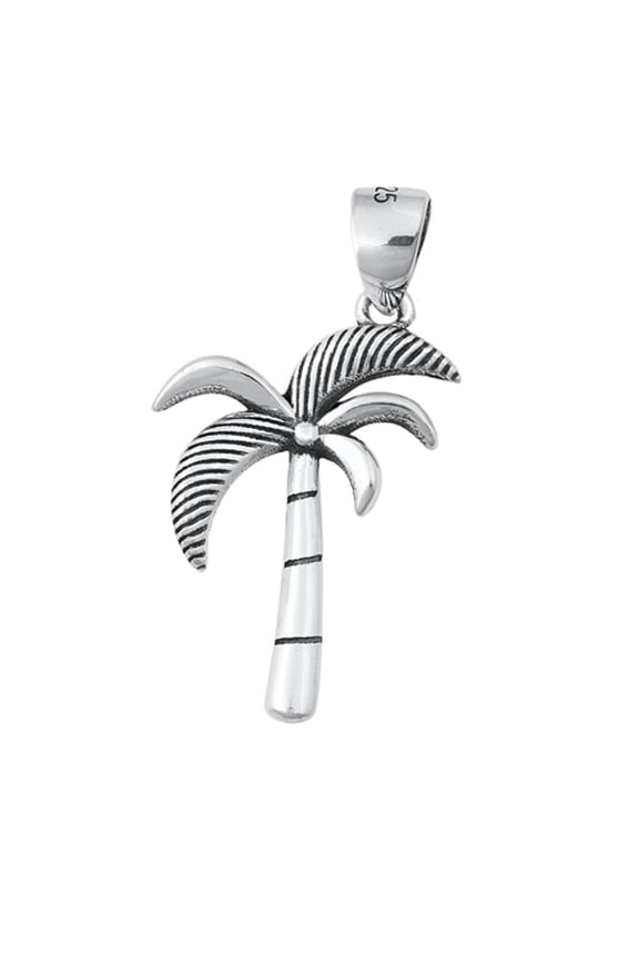 Sterling Silver Palm Tree Pendant Tropical Beach Nature Charm Jewelry Female Unisex