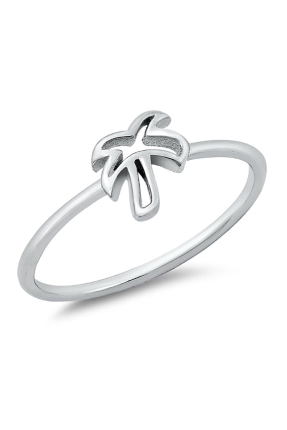 Sterling Silver Palm Tree Ring Size 8