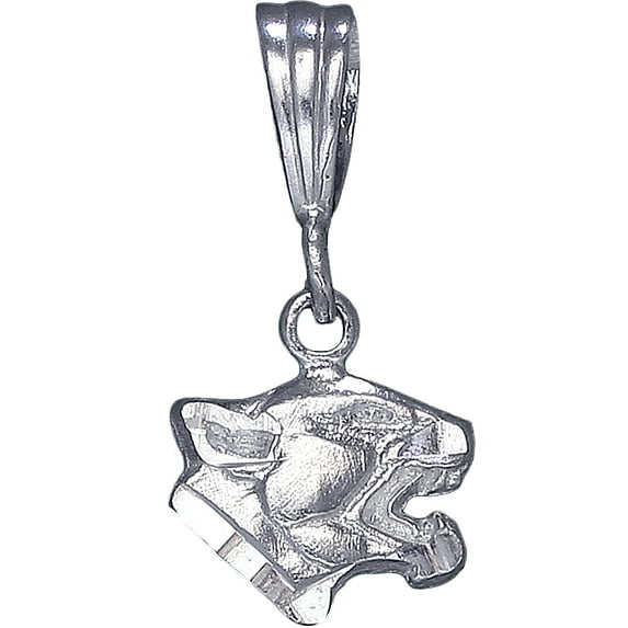 Sterling Silver Panther Charm Pendant Necklace with Diamond Cut Finish and 24 Inch Figaro Chain