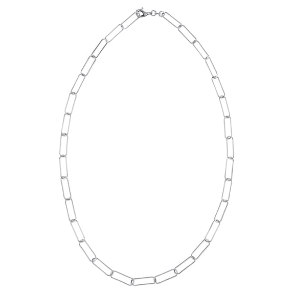 Sterling Silver Paper Clip Chain Necklace 18 Inches